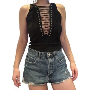 Black Lace Front Top